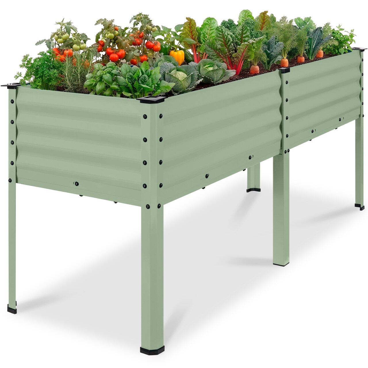 Best Choice Products 72x24x30in Non Toxic Elevated Galvanized Metal Garden Bed Corner Protectors